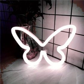 1pc, Butterfly LED Neon Sign, USB Or Battery Powered Neon Sign, Bedroom Decor, Wedding Decor, Birthday Decor, Party Decor, Wedding Supplies (Color: White, Model: Bright Neon Hanging Type)