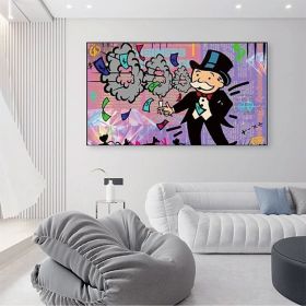 Hand Painted Oil Painting Street Art Abstract Alec Monopoly Painting Modern Living Room Hallway Bedroom Luxurious Decorative Painting (style: 01, size: 90X120cm)